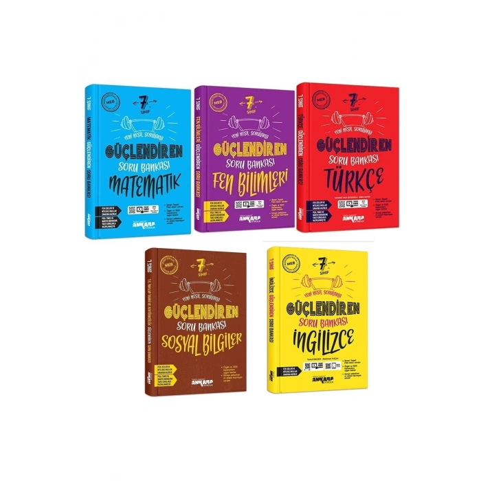 Ankara 7. Sınıf Güçlendiren Matematik Fen Türkçe Sosyal Ingilizce Soru Bankası Seti 2023 (5 Kitap)