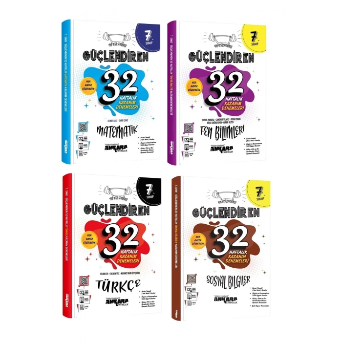 Ankara 7. Sınıf Matematik + Türkçe + Fen + Sosyal Güçlendiren 32 Haftalık Deneme Seti 2023