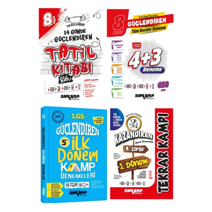 ANKARA YAYINCILIK 8.SINIF 14 GÜNDE TATİL+TÜM DERSLER+İLK KAMP+KAZANDIRAN 1.DÖNEM TEKRAR KAMPI