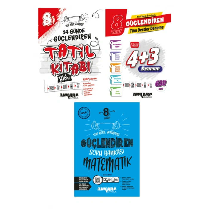 ANKARA YAYINCILIK 8.SINIF 14 GÜNDE TATİL+TÜM DERSLER+MATEMATİK SORU BANKASI