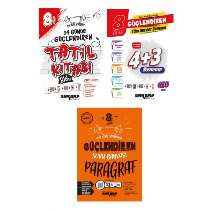 ANKARA YAYINCILIK 8.SINIF 14 GÜNDE TATİL+TÜM DERSLER+PARAGRAF SORU BANKASI