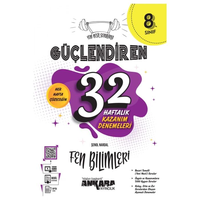 Ankara Yayınları 8. Sınıf Türkçe + Fen Bilimleri 32 Haftalık Güçlendiren Kazanım Denemesi Seti