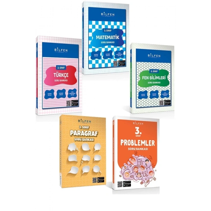 Bilfen 3.sınıf Matematik/ Türkçe/ Fen Bilimleri /problemler / Paragraf Soru Bankası Seti 2023