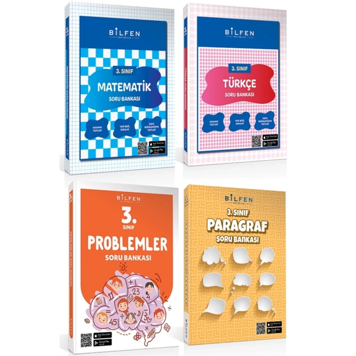 Bilfen 3.sınıf Matematik Türkçe Problemler Paragraf Soru Bankası Seti 2023