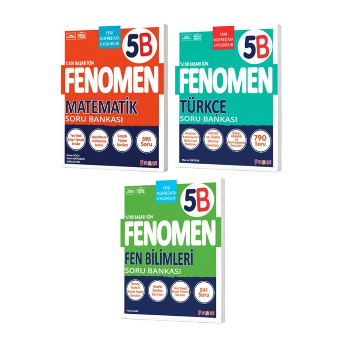 FENOMEN 5 FEN BİLİMLERİ (B) + TÜRKÇE (B) + MATEMATİK (B) SORU BANKASI 3 LÜ SET YENİ ÜRÜN