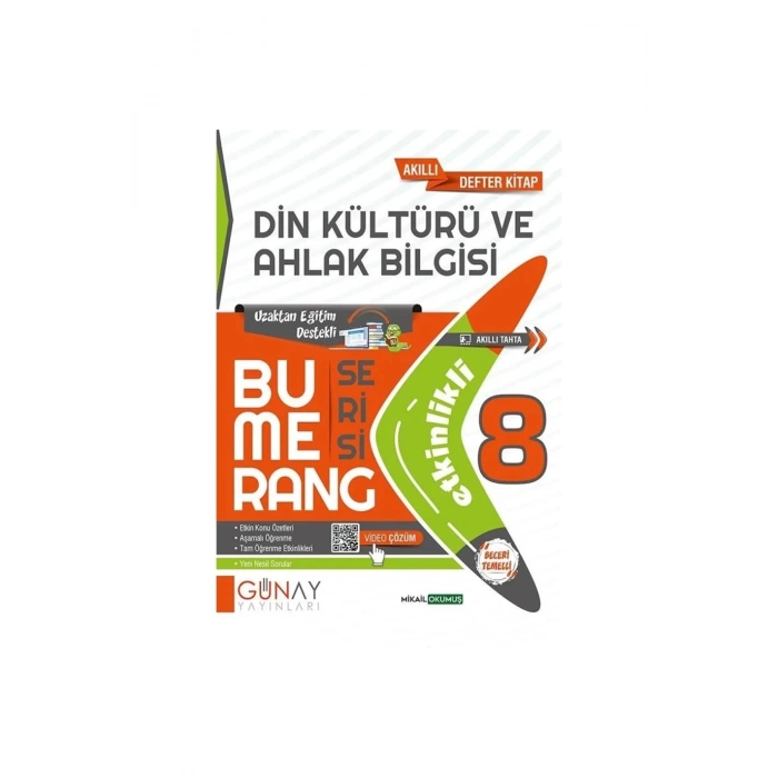 Günay 8. Sınıf Bumerang Etkinlikli Din Kültürü Ve Ahlak Bilgisi Akıllı Defter Kitap