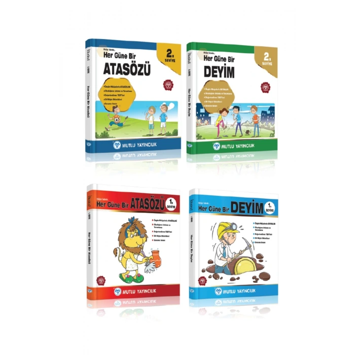 Her Güne Bir Atasözü 1. Ve 2.Seviye + Her Güne Bir Deyim 1. Ve 2.Seviye 4Lü Set-Kollektif