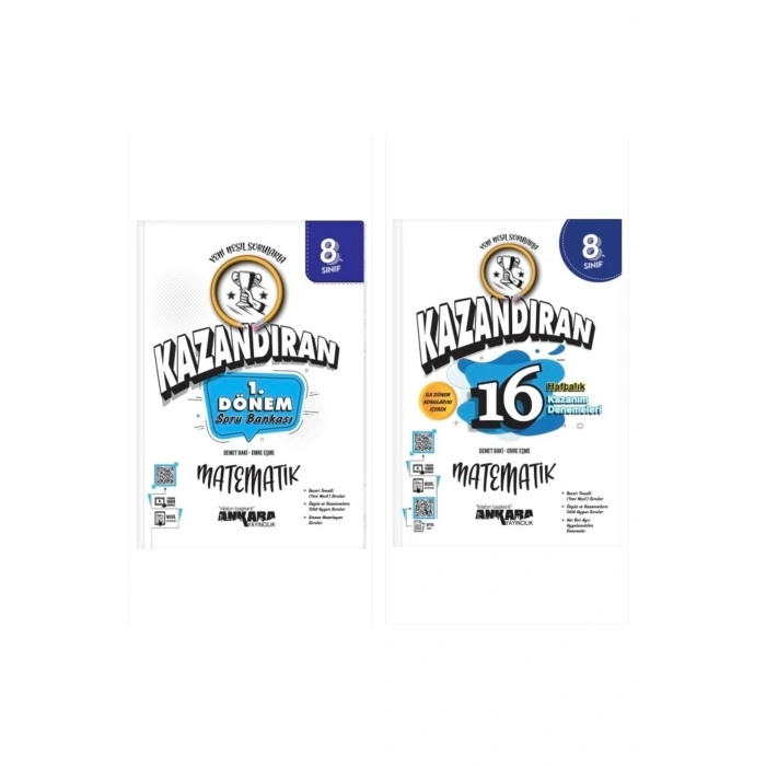 Kazandıran 8.sınıf 1.dönem Matematik Soru Bankası & 16 Haftalık Matematik Kazanım Denemeleri 2li Set