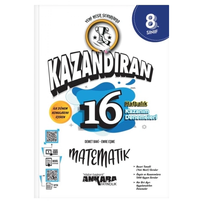 Kazandıran 8.sınıf 1.dönem Matematik Soru Bankası & 16 Haftalık Matematik Kazanım Denemeleri 2li Set