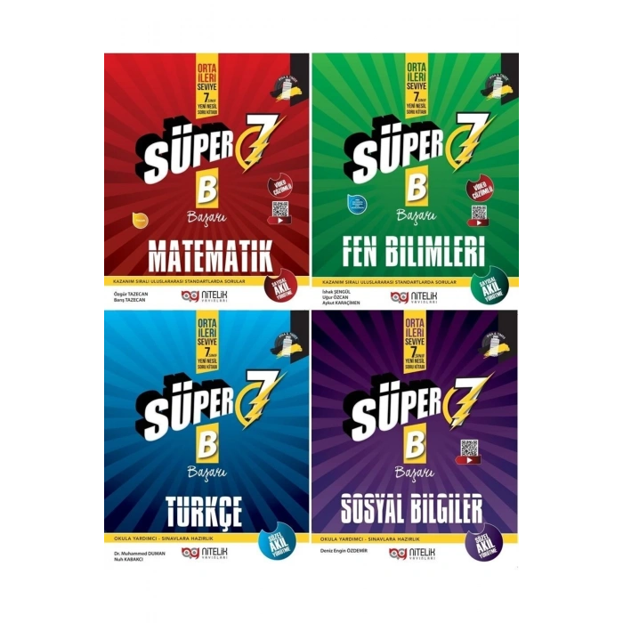 Nitelik 7.sınıf Süper B (başarı) Yeni Baskı 4lü Soru Bankası Seti