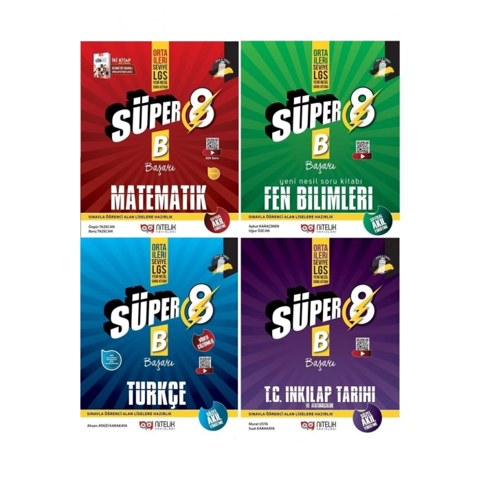 Nitelik 8.sınıf Lgs Süper B Yeni Baskı (başarı) 4lü Soru Bankası Seti