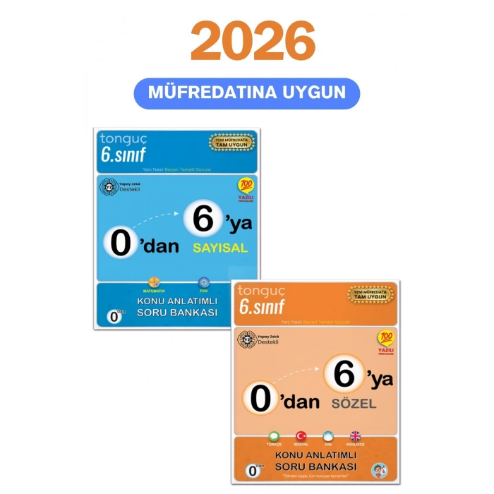 Tonguç 6. Sınıf 0dan 6ya Sayısal Sözel Konu Anlatımlı Soru Bankası Seti 2 Kitap