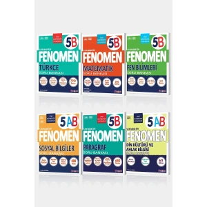2025 Fenomen 5. Sınıf 6lı B Set (MatematikB, FenB, TürkçeB, SosyalAB, ParagrafB,DinAB)