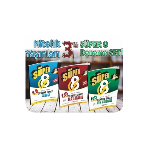 Nitelik 8. Sınıf Süper 8 Matematik Fen Ve Türkçe 10 Deneme Sınavı