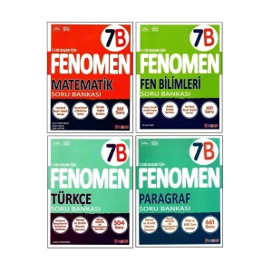 Fenomen 7. Sınıf Matematik (B)+Türkçe (B)+Fen Bilimleri (B)+Paragraf (B) Kitabı 4 Kitap