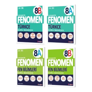 Fenomen Okul 2025 8. Sınıf Türkçe + Fen Bilimleri A + B Serisi Soru Bankası Seti 4 Kitap