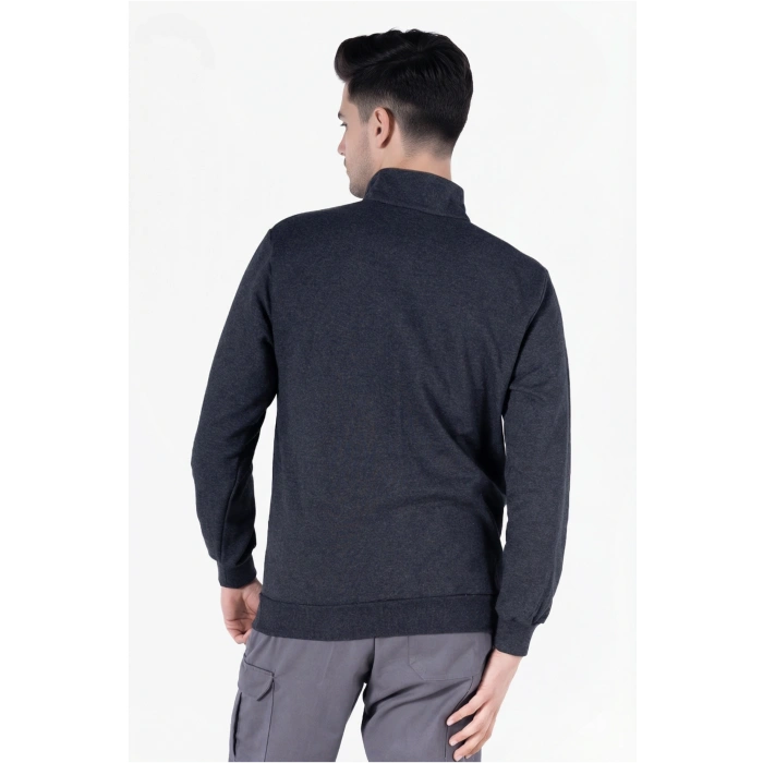 2 İplik Dik Yakalı Fermuarlı Sweatshirt