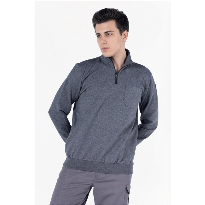 2 İplik Dik Yakalı Fermuarlı Sweatshirt