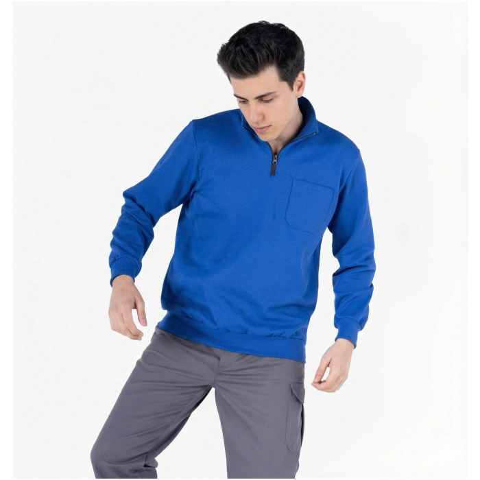 2 İplik Dik Yakalı Fermuarlı Sweatshirt