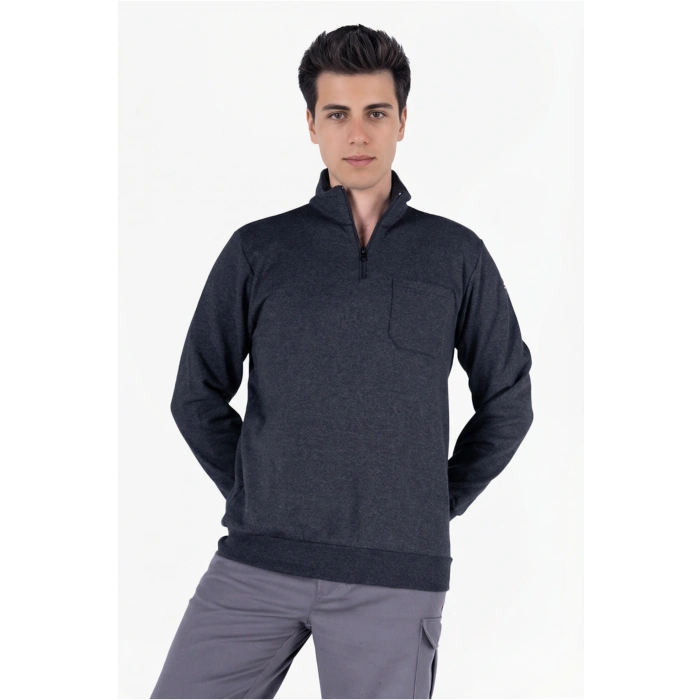 3 İplik Polo Yaka Fleto Cepli Sweatshirt