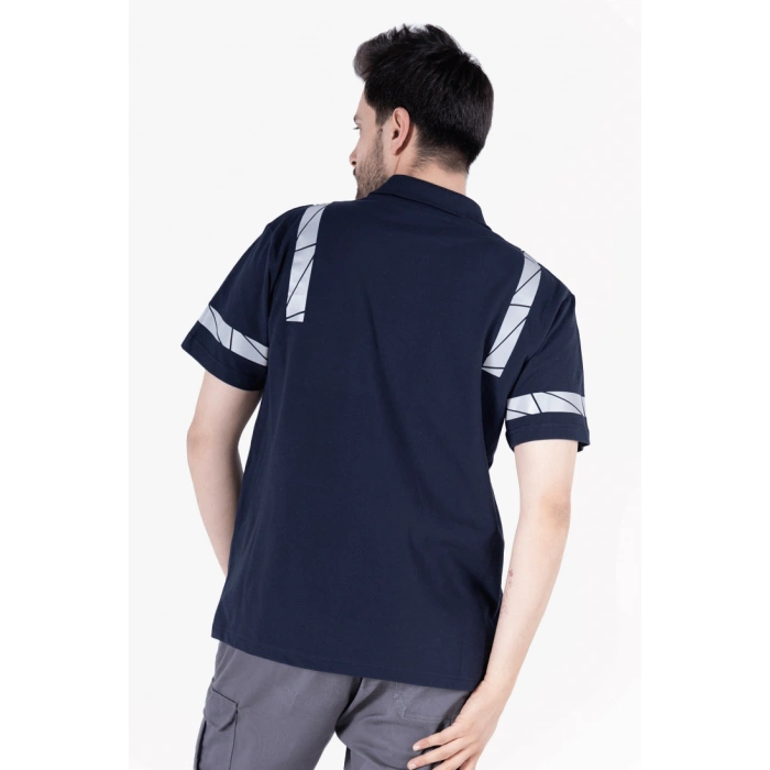 Polo Yaka Fleto Cepli Reflektörlü T-Shirt
