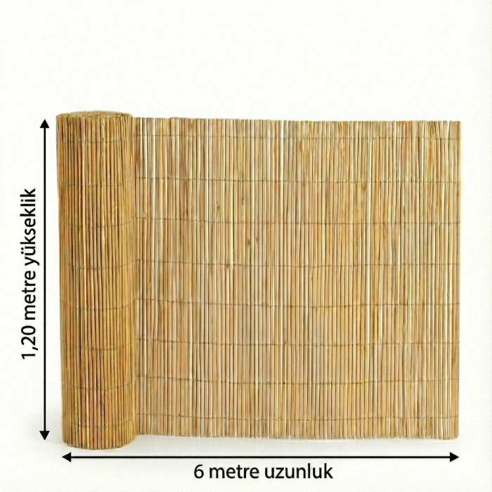 120x600 cm Kamış Hasır Balkon ve Bahçe Çiti - Doğal Dekoratif Seperatör