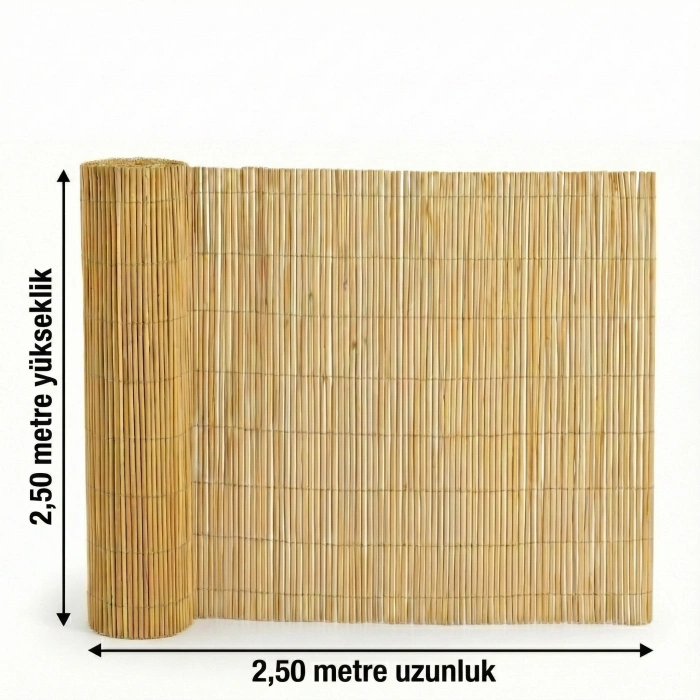 2,50x2,50 Metre Doğal Kamış Hasır Çit - Bahçe ve Gölgelik İçin Dekoratif