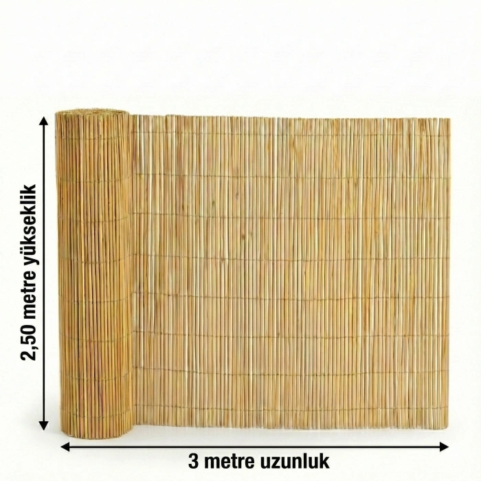 2,50x3 Metre Doğal Kamış Hasır Çit - Bahçe ve Gölgelik İçin Dekoratif