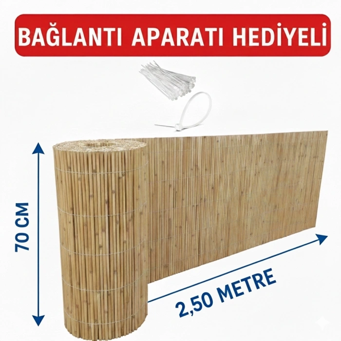 70 cm x 2,50 Metre Hasır Çit - Bağlantı Aparatı Hediyeli
