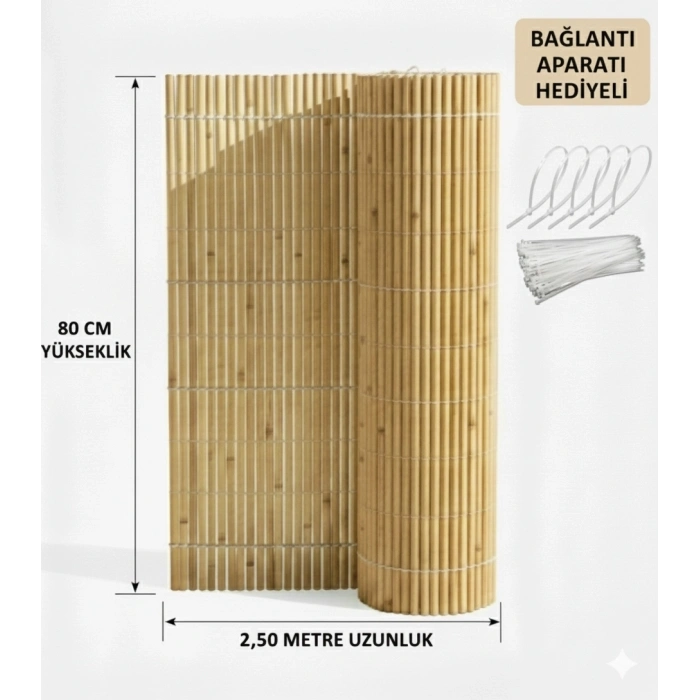 80 cm x 2,50 Metre Hasır Çit - Bağlantı Aparatı Hediyeli