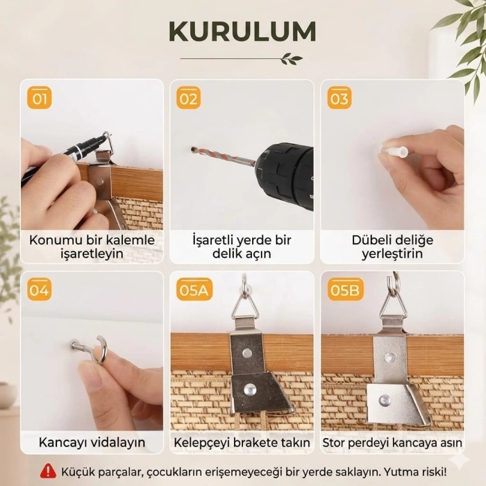 Doğal Bambu Stor Perde - Ahşap Stor Perde, Bej