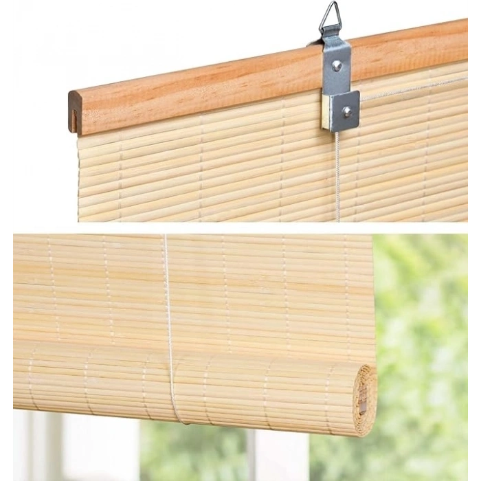Doğal Bambu Stor Perde - Ahşap Stor Perde, Bej