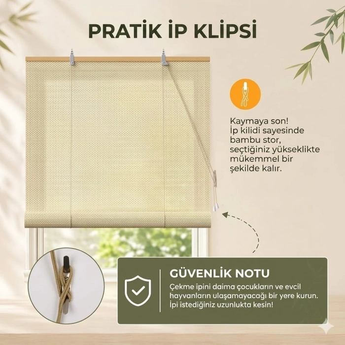 Doğal Bambu Stor Perde - Ahşap Stor Perde, Kae-Byz