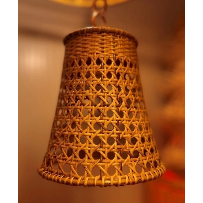 El Yapımı Doğal Hazeran Hasır Sarkıt Avize - 22x24 cm - Boho Tasarım