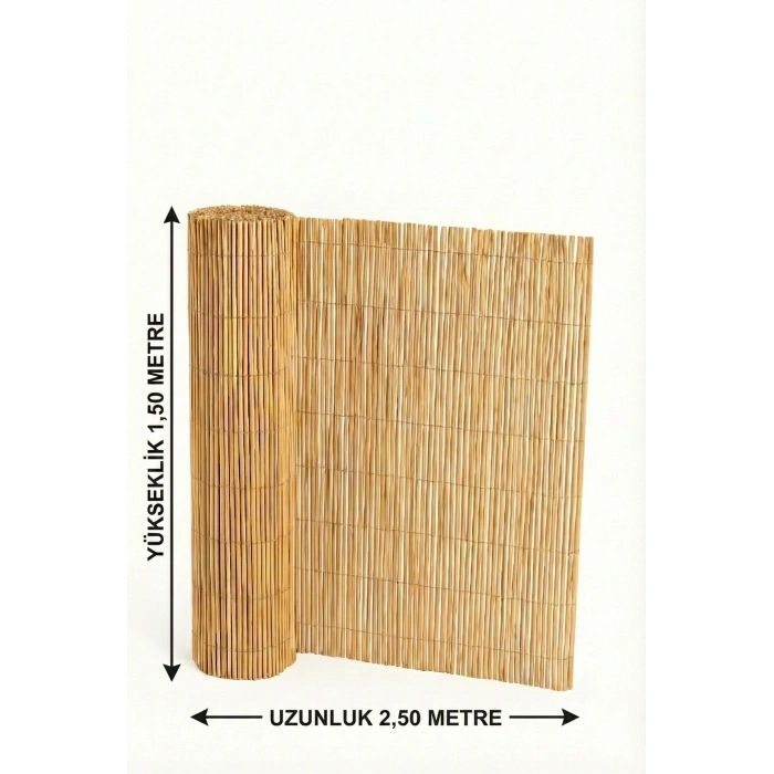 Hasır Çit Dekoru - 150 cm x 2.50 Metre - Doğal Balkon ve Bahçe Çiti