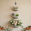 3lü Set Hasır Duvar Sepeti - İçi Poşetli Çiçeklik ve Düzenleyici (20-25-30 cm)