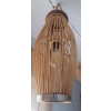 Doğal Ahşap Bambu El Yapımı Tasarım Sarkıt Avize - 40 cm Siyah Kablolu Rustik Avize