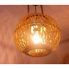 Doğal Bambu Ahşap Karışımı Avize - 30x30 cm Küre Sarkıt Lamba - Bohem, Rustik ve Modern Tavan Lambası
