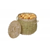 El Yapımı Hasır Patates Soğan Sepeti - Kapaklı Doğal Örgü (30x25 cm)