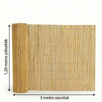 120x300 cm Kamış Hasır Balkon ve Bahçe Çiti - Doğal Dekoratif Seperatör
