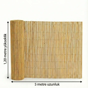 120x500 cm Kamış Hasır Balkon ve Bahçe Çiti - Doğal Dekoratif Seperatör