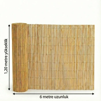 120x600 cm Kamış Hasır Balkon ve Bahçe Çiti - Doğal Dekoratif Seperatör