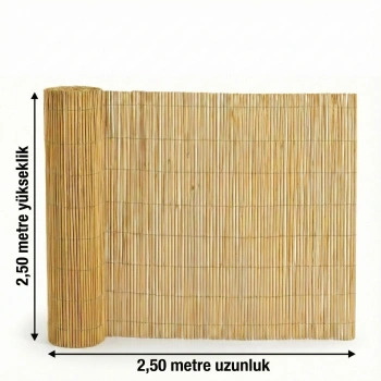 2,50x2,50 Metre Doğal Kamış Hasır Çit - Bahçe ve Gölgelik İçin Dekoratif