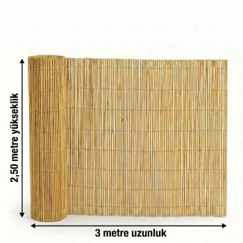 2,50x3 Metre Doğal Kamış Hasır Çit - Bahçe ve Gölgelik İçin Dekoratif