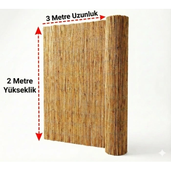2x3 Metre Doğal Kamış Hasır Çit - Bahçe ve Balkon İçin Dekoratif