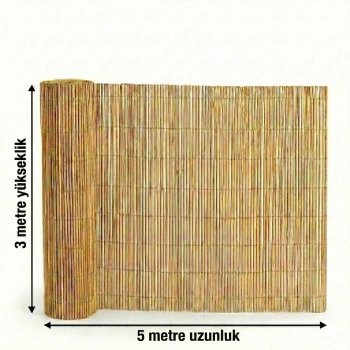 3x5 Metre Doğal Kamış Hasır Çit - Bahçe ve Gölgelik İçin Dekoratif