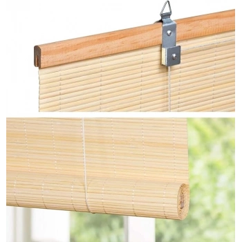 Doğal Bambu Stor Perde - Ahşap Stor Perde, Bej