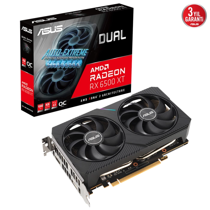 ASUS DUAL-RX6500XT-O4G 4GB GDDR6 HDMI DP 64BİT