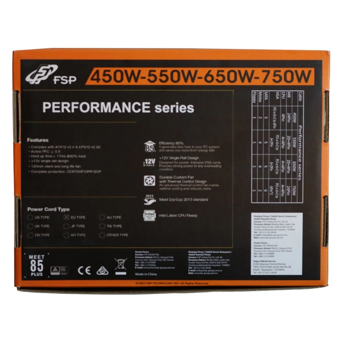 FSP PERFORMANCE 750W FSP750-50AAA 80 PLUS BRONZE POWER SUPPLY