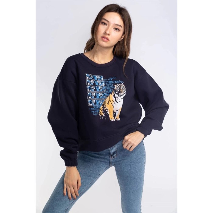 Şardonlu Sweatshirt-LACİVERT